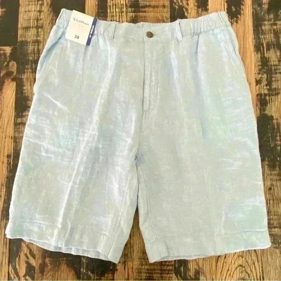 CARIBBEAN Linen Shorts Light Blue NWT 38” X 10” - Picture 1 of 7